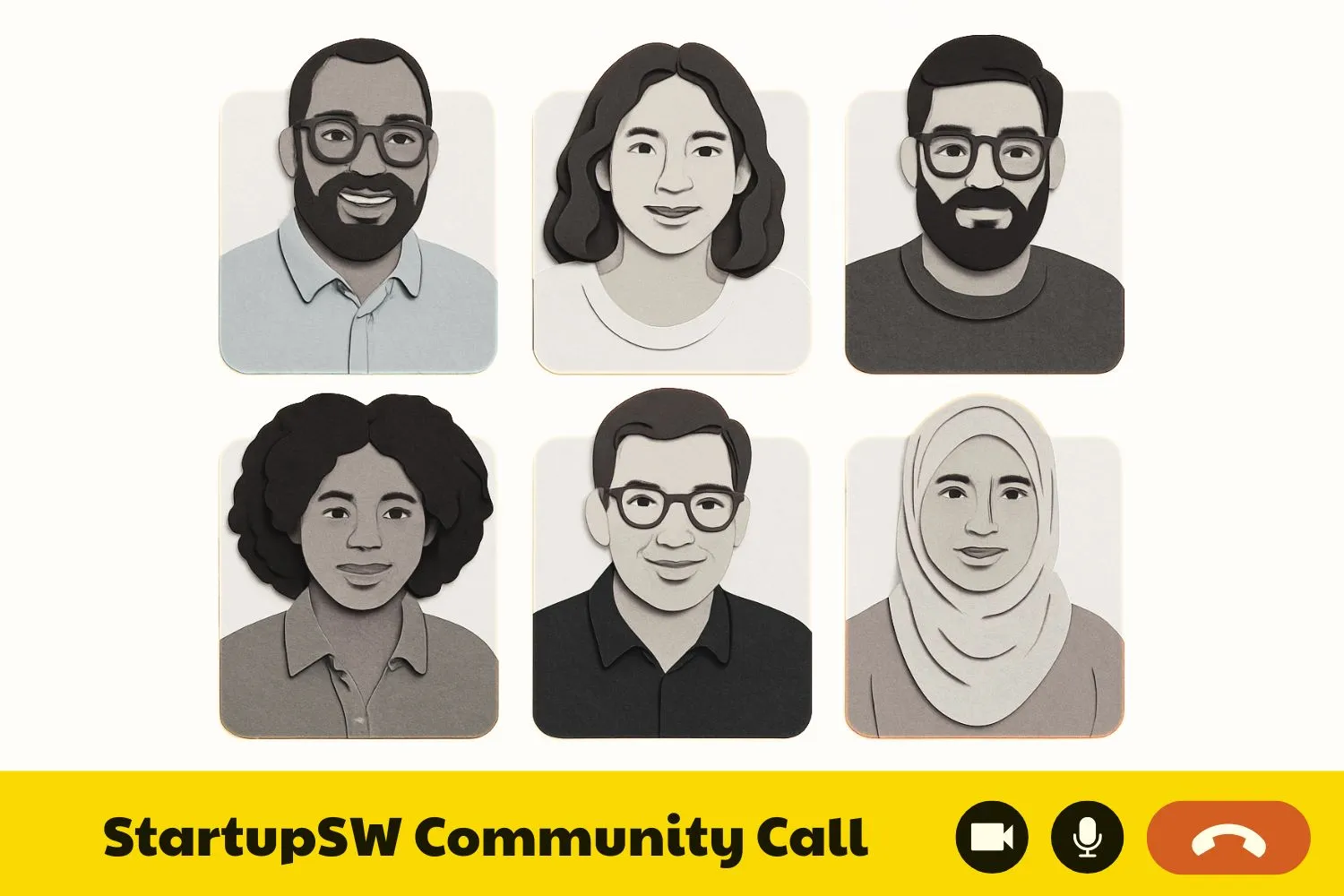 Group of diverse people at an online call